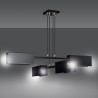 Suspension Design Tolos Métal 4 lampes Rectangles Déportées Noires Style Minimaliste 