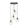 Suspension Design  Cosmo Métal 4 lampes Boules Transparentes Style Chic 