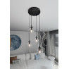 Suspension Design  Cosmo Métal 4 lampes Boules Transparentes Style Chic 