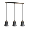 Suspension Design Bolero Métal et Bois 3 lampes Noires Style Moderne 