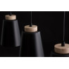 Suspension Design Bolero Métal et Bois 3 lampes Noires Style Moderne 