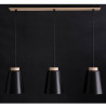 Suspension Design Bolero Métal et Bois 3 lampes Noires Style Moderne 