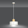 Suspension Design Torin Métal/Bois une Lampe Cylindre Blanc Style Minimaliste 