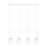 Suspension Design Glam Métal 4 lampes Boules Filiformes Blanches Style Chic 