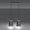 Suspension Design Bolero Métal et Bois 2 lampes Noires Style Moderne 