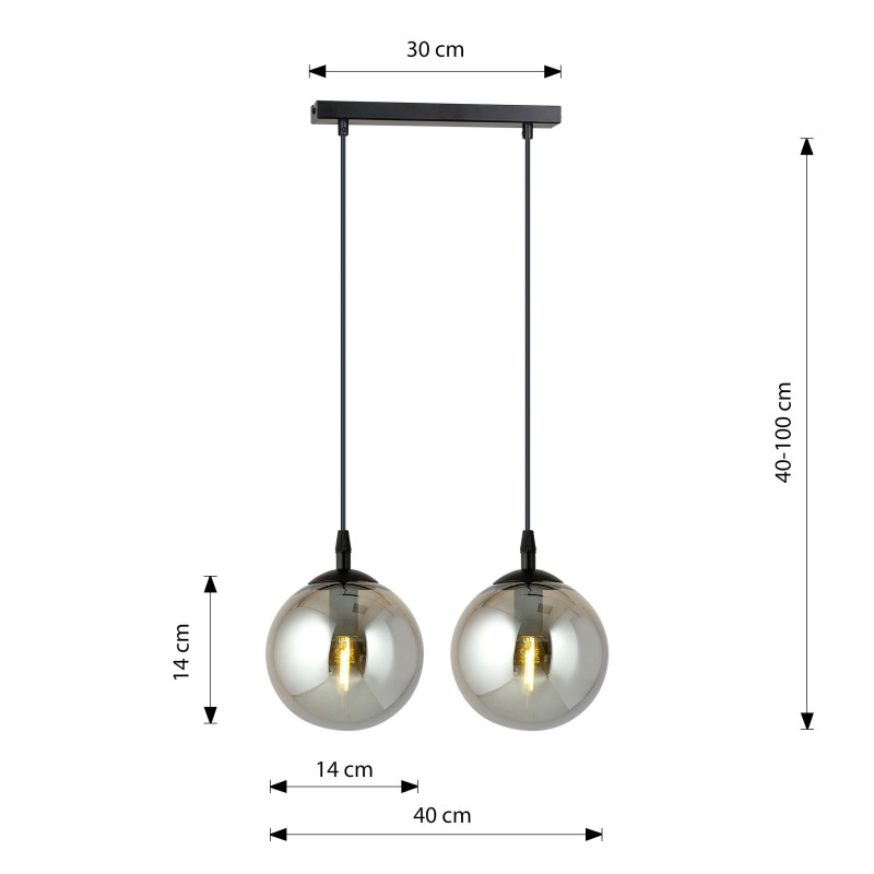 Suspension Design  Cosmo Métal 2 lampes Boules Argentées Style Chic 