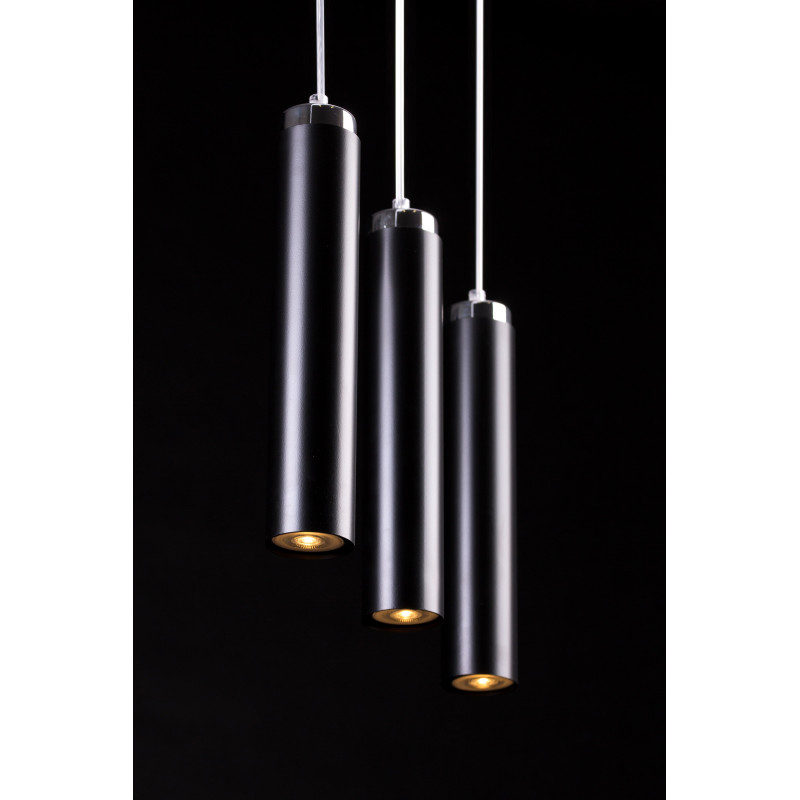 Suspension Design Luna Métal une Lampe Tube Noire Style Industriel 