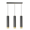 Suspension Design  Kibo Métal 3 lampes Tubes Noires et Dorées Style Moderne 