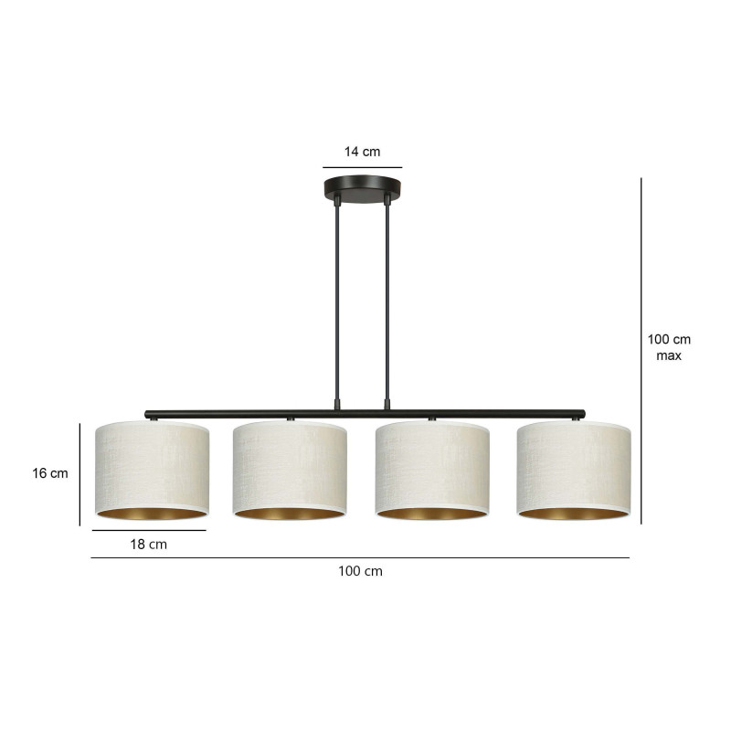 Suspension Design Hilde Métal 4 lampes Cylindres Blanches Style Moderne 