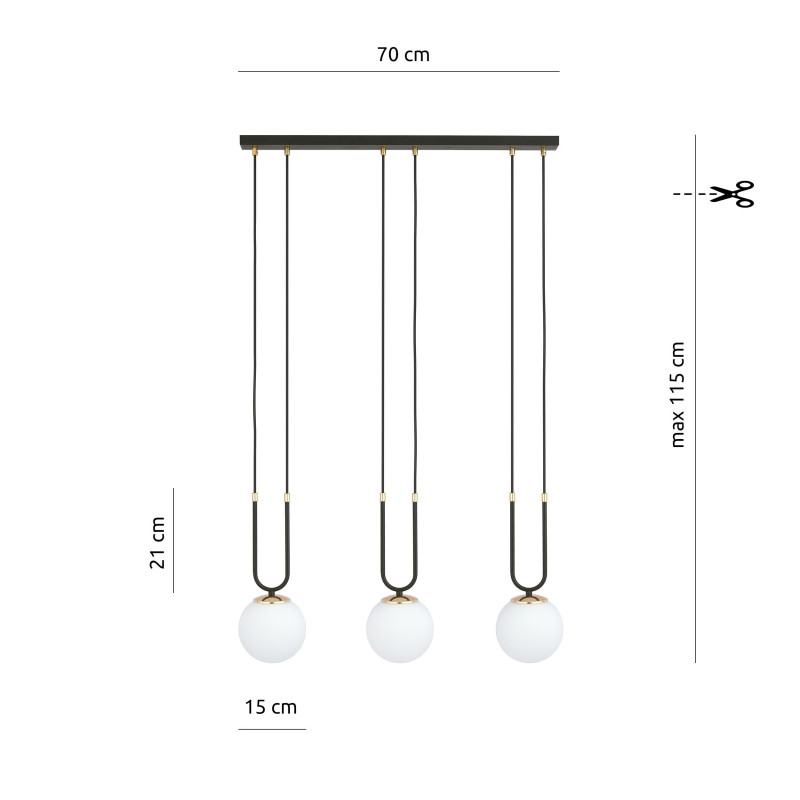 Suspension Design Glam Métal 3 lampes Boules Filiformes Blanches Style Chic 