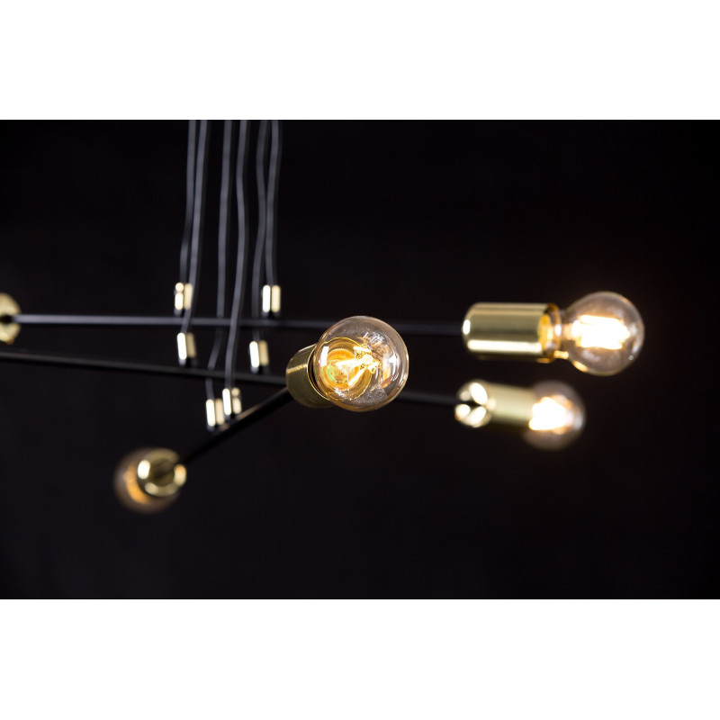 Suspension Design Vesio Métal 6 lampes Boules Noires Style Minimaliste 