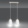 Suspension Design Bolero Métal et Bois 2 lampes Blanches Style Moderne 