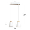 Suspension Design Bolero Métal et Bois 2 lampes Blanches Style Moderne 