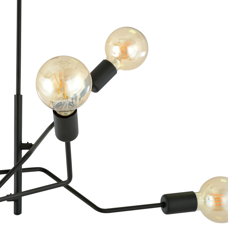 Plafonnier Design Frix Métal 4 lampes Déportées Noires Style Moderne 