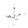 Plafonnier Design Frix Métal 4 lampes Déportées Noires Style Moderne 