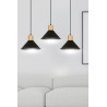 Suspension Design  Rowen Métal et Bois 3 lampes Evasés Noires Style Scandinave 