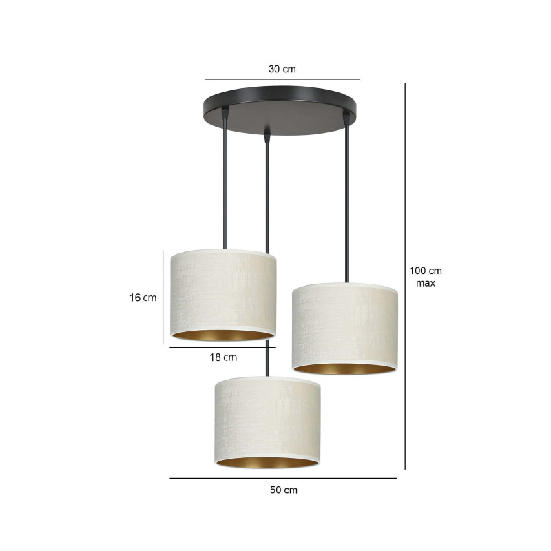 Suspension Design Hilde Métal 3 lampes Cylindres Blanches Style Moderne 