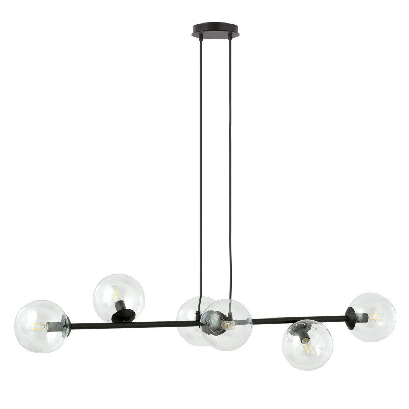 Suspension Design  Rossi Métal 6 lampes Boules Transparentes Style Chic 