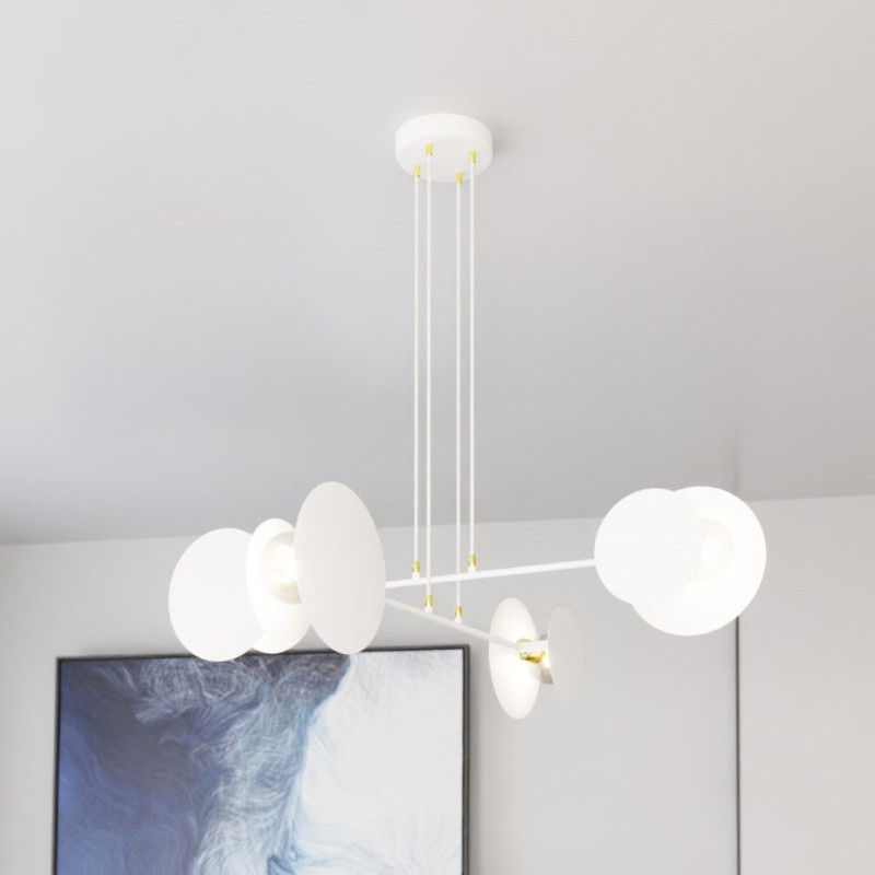 Suspension Design Idea Métal  4 lampes Blanches Style Moderne 