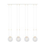 Suspension Design Glam Métal 4 lampes Boules Filiformes Blanches Style Chic 