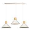 Suspension Design  Rowen Métal et Bois 3 lampes Evasés Blanches Style Scandinave 