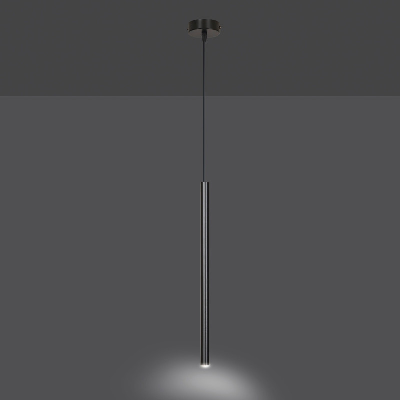 Plafonnier Design Selter Métal une Lampe Tube Noire Style Minimaliste 