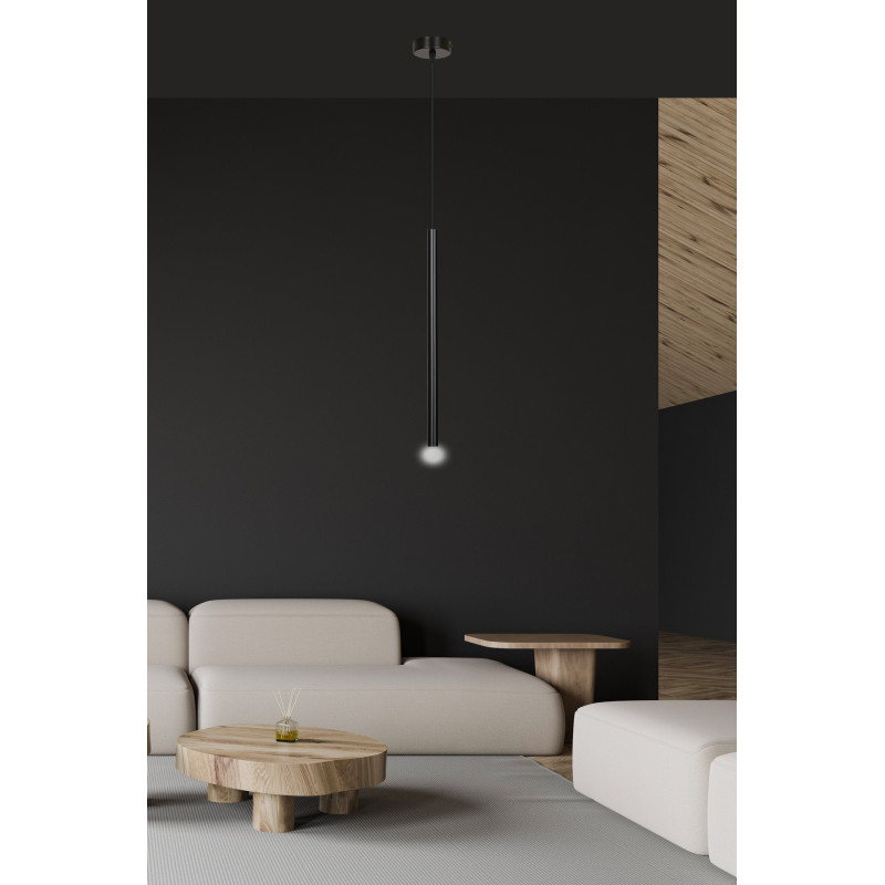 Plafonnier Design Selter Métal une Lampe Tube Noire Style Minimaliste 