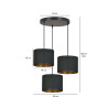 Suspension Design Hilde Métal 3 lampes Cylindres Noires Style Moderne 