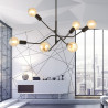 Plafonnier Design Frix Métal 6 lampes Déportées Noires Style Moderne 