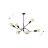 Plafonnier Design Frix Métal 6 lampes Déportées Noires Style Moderne 