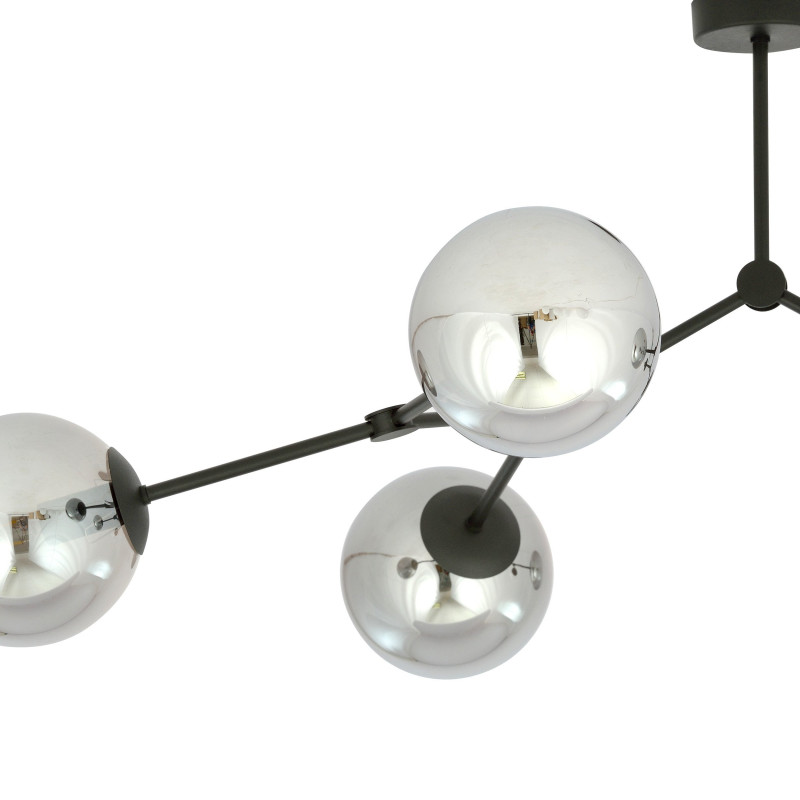 Plafonnier Design Space Métal 6 lampes Boules Destrucutré Argentées Style Chic 