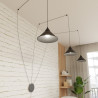 Suspension Design Abramo Métal  3 lampes Coniques Déportées Noires Style Moderne 