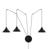 Suspension Design Abramo Métal  3 lampes Coniques Déportées Noires Style Moderne 