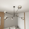 Suspension Design Linear Métal et Verre 6 lampes Boules Argentées Style Chic 