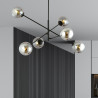 Suspension Design Linear Métal et Verre 6 lampes Boules Argentées Style Chic 