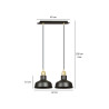 Suspension Design  Ibor Métal 2 lampes Coupoles Filiformes Noires Style Moderne 