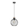 Suspension Design Barbade Métal et bois une Lampe Ronde Cage Noiree Style Moderne 