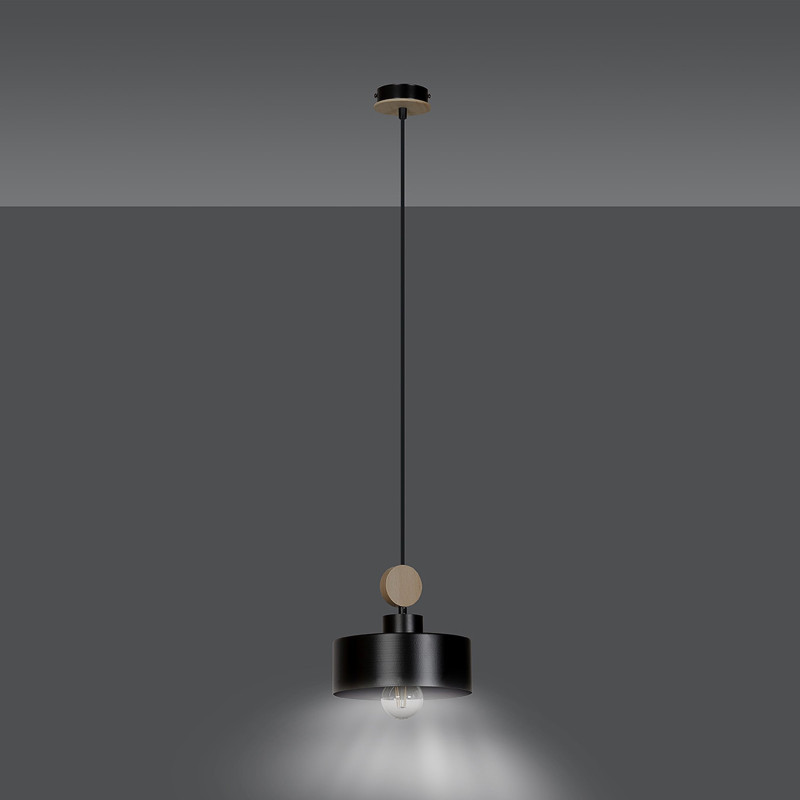 Suspension Design Tuniso Métal/Bois une Lampe Noire Style Scandinave 