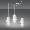 Suspension Design Link Métal  3 lampes Cloches Blanches et Dorées Style Industriel 