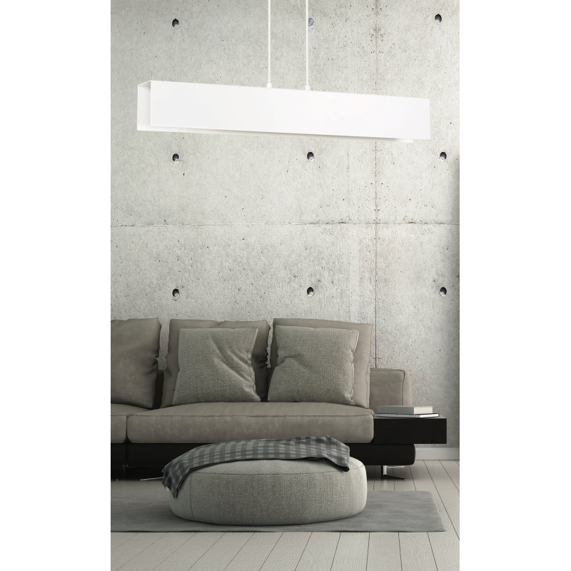 Suspension Design Gentor Métal 3 lampes Rectangles Blanches Style Minimaliste 