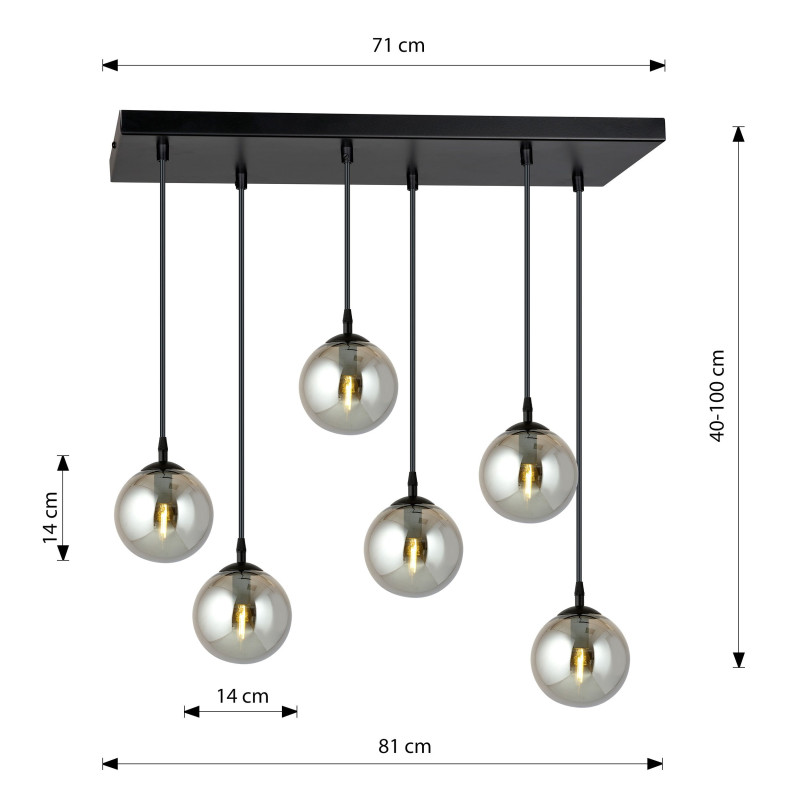 Suspension Design  Cosmo Métal 6 lampes Boules Argentées Style Chic 