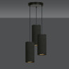 Suspension Design Bente Tissu 3 lampes Tubes Noireses Style Chic 