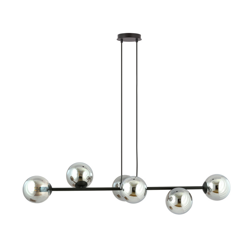 Suspension Design  Rossi Métal 6 lampes Boules Argentées Style Chic 