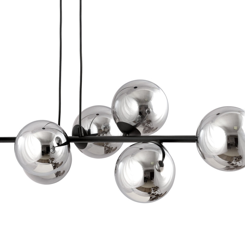 Suspension Design  Rossi Métal 6 lampes Boules Argentées Style Chic 