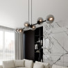 Suspension Design  Rossi Métal 6 lampes Boules Argentées Style Chic 