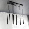 Plafonnier Design  Selter Métal 9 lampes Tubes Noires Style Minimaliste 