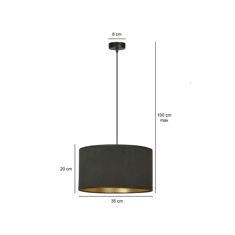 Suspension Design Hilde Métal une Lampe Cylindre Noire Style Moderne 