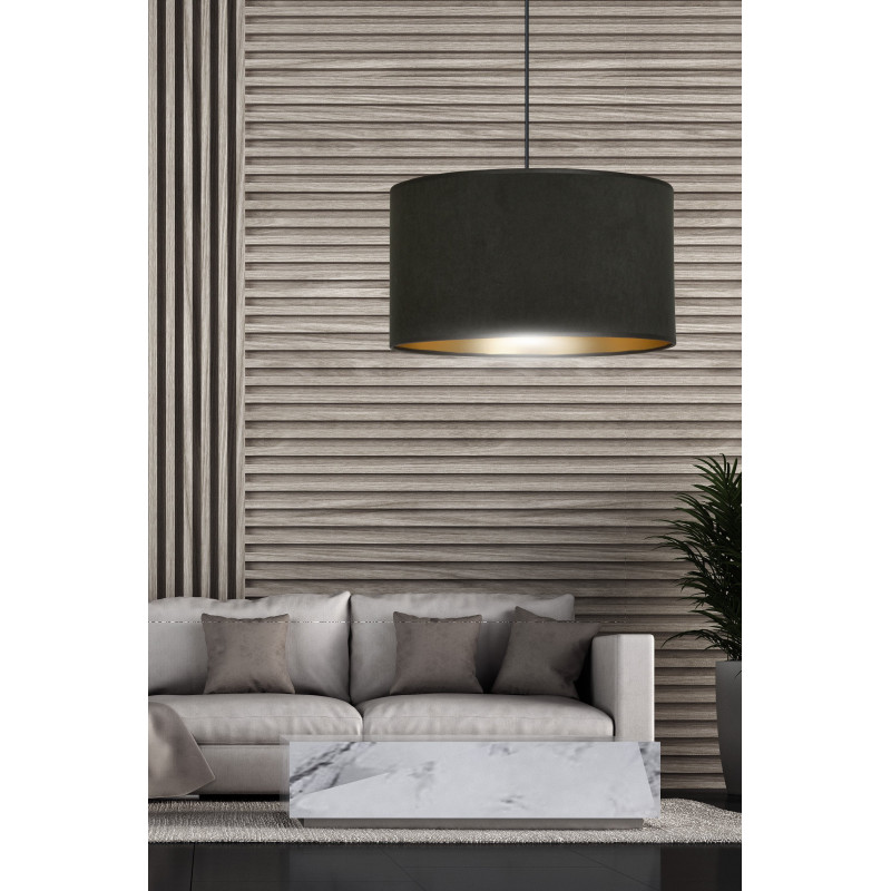 Suspension Design Hilde Métal une Lampe Cylindre Noire Style Moderne 