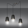 Suspension Design Link Métal  3 lampes Cloches Noires et Dorées Style Industriel 