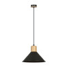 Suspension Design Rowen Métal / Bois une Lampe Evasé Noire Style Scandinave 